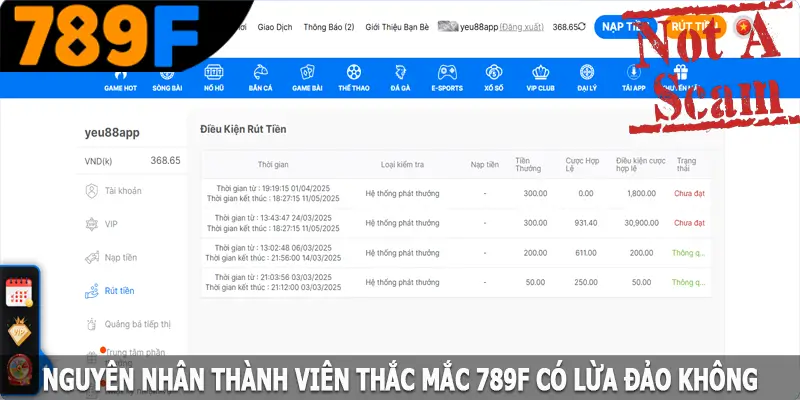 Nguyên nhân thành viên thắc mắc 789F có lừa đảo không Nguyên nhân thành viên thắc mắc 789F có lừa đảo không